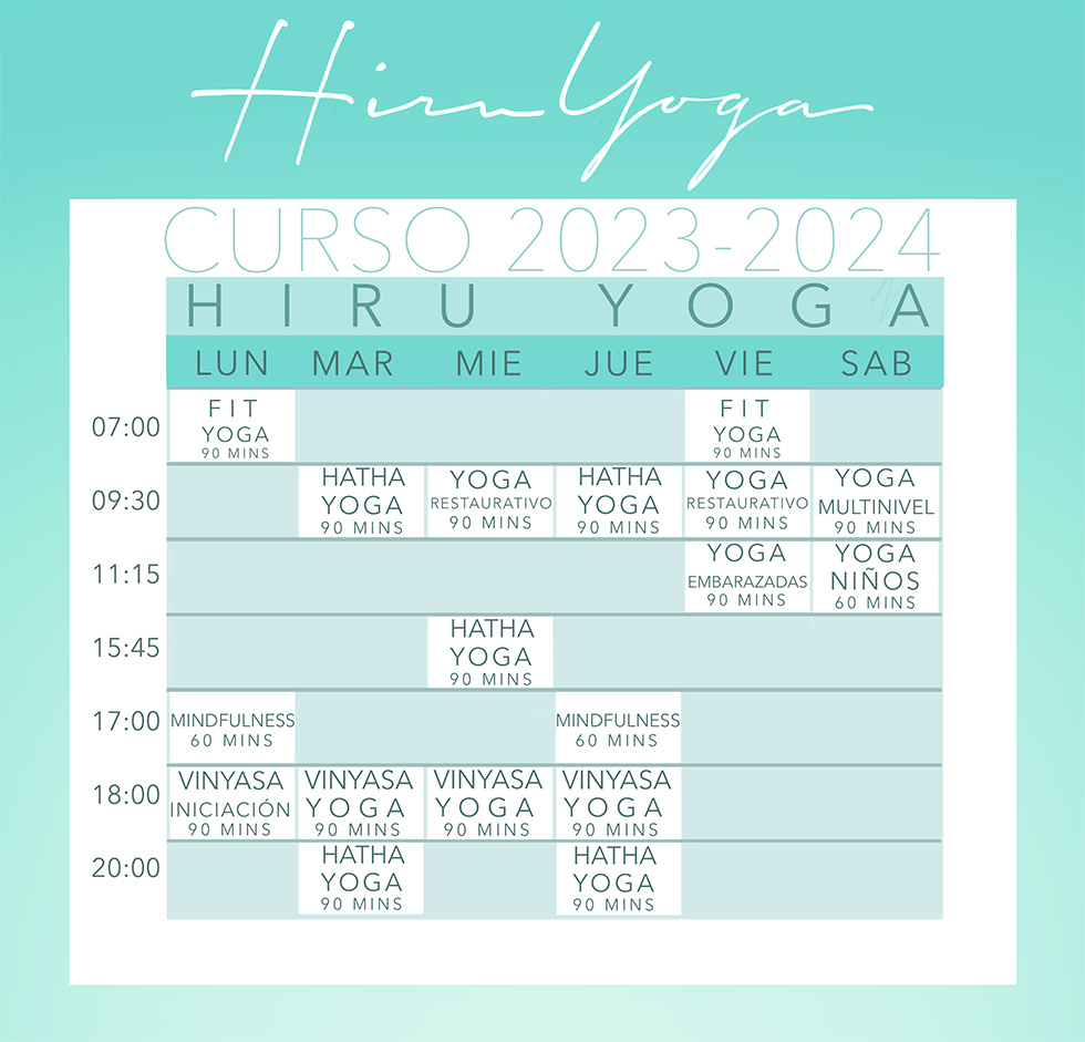 Horarios 2023 Hiru Yoga
